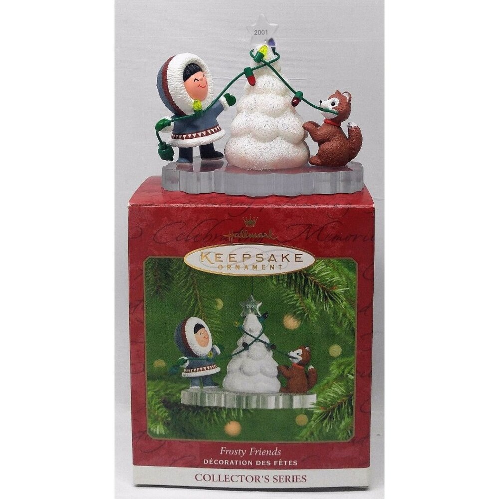 Hallmark Christmas Ornament Frosty Friends 2001 22nd In Series Eskimo Tree Dog
